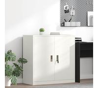 Ziaphsol Storage Cabinet, White, 90 x 40 x 90 cm, Steel Filing Cabinet, Office Folder with Lockable Doors for Archiving and Tidy in the Home Office