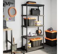 Ziaphsol Storage Shelving PP 5 Shelves Black 93.5 x 45.5 x 194.5 cm for Workshop Garage Basement Versatile Organiser System with 20 kg per Shelf