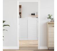 Ziaphsol Swing Doors White Pair 100 x 40 cm Solid Pine Wood with Slat Design Suitable for Indoor Use Door Leaf and Frame Functional Front Door Alternative with Stylish Look and Simple