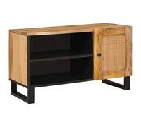 Ziaphsol TV Cabinet Solid Wood Mango Brown 80 x 33 x 46 cm with 1 Door Storage for TV Lowboard Media Cabinet for Living Room Home Cinema