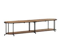 Ziaphsol TV Shelf 200 x 42 x 40 cm Solid Acacia Wood and Iron with Cable Management Storage Space for TV, Hi-Fi, CD, DVD and Gaming, for Living Room and Bedroom