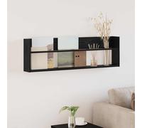 Ziaphsol Wall-Mounted Magazine Rack Made of Wood Material Black Oak Effect 100 x 12 x 30 cm Magazine Holder for Brochure Stand, Space-Saving Order in the Living Room Office