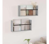 Ziaphsol Wall Mounted Magazine Rack Made of Wood Material in Grey Sonoma 60 x 12 x 30 cm, Set of 2, for Magazine, Brochure and Order in the Living Room or Office
