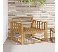 Ziaphsol Weather-Resistant Outdoor Middle Sofa Made of Solid Acacia Wood in White, with Slats Back and 37 cm Seat Height, Single Seat for Balcony, Patio, Lounge