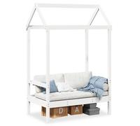 Ziaphsol White Bench with Solid Pine Roof 117.5 x 70 x 176.5 cm, Chest Bench with Backrest for Hallway, Hallway, Bedroom and Living Room