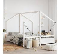 Ziaphsol White Solid Pine Cot Bed 2 x 80 x 200 cm Bed Frame with Plywood Slats Low Entry Frame for Curtains for Ages 4+
