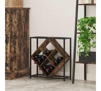 Ziaphsol Wine Rack Smoked Oak 51 x 18 x 52.5 cm Wood Material Wine Stand for 16 Bottles Space Saving Indoor for Kitchen Dining Room