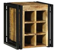 Ziaphsol Wine Stand Brown Black Solid Wood Mango 35 x 35 x 39 cm, Rectangular Wine Rack Frame with Iron Construction for Kitchen Living Room Bottle Storage