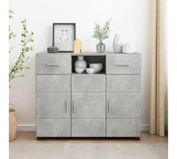 Ziaphsol Wooden Cabinet Concrete Grey Made of Wood Material Matte Surface 88.5 x 30.5 x 73 cm with 2 Drawers for Living Room Storage and Indoor Use