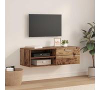 Ziaphsol Wooden Cabinet Reclaimed Wood 100.5 x 39 x 30 cm Matt Wood Material 1 Drawer Storage Space for Living Room, Home Office and Bedroom TV Lowboard Shelf