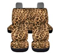 ZIATUBLES Amber Leopard Print Car Seat Covers Front Seat Covers Rear Bench Seat Protector Rear Backrest Cover for Most Vans Trucks SUVs, Automotive Interior Accessories