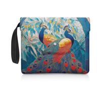 ZIATUBLES Art Peacock Leaf Print Book Sleeve for Books Lover Books Protector Covers Button Closure Paperback Book Pouch 30x24 CM Large Capacity Carrying Case