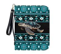 ZIATUBLES Bible Covers with Zipper Pockets Pu Leather Bible Cover Case Church Bible Bag with Wrist Strap American Tribal Navajo Turtle Print Christian Bag for Prayer Outdoor Study Supplies, 2XL