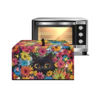 ZIATUBLES Black Cat Flower Print Microwave Oven Dust Cover Anti-Dust Countertop Microwave Protector Cover Heat Resistant Air Fryer Toster Oven Covers, S