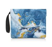 ZIATUBLES Book Sleeve for Book Lovers Books Protector Covers Blue Sea Turtle Marble Texture Print Button Closure Paperback Book Pouch 30x24 CM Large Capacity Carrying Case