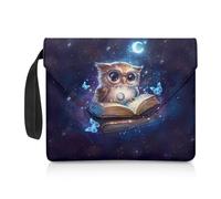 ZIATUBLES Book Sleeve for Book Lovers Books Protector Covers Button Closure Paperback Book Pouch 30x24 CM Large Capacity Carrying Case, Vintage Owl Butterfly Moon Print