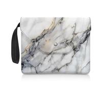 ZIATUBLES Book Sleeve for Book Lovers Washable Book Cover Marble Texture White Print Portable Paperbook Pouch Large Capacity Book Protective Case with Button Flap, 30x24 CM