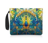 ZIATUBLES Book Sleeve for Books Lover Books Protector Covers Button Closure Paperback Book Pouch Art Abstract Peacock Print 30x24 CM Large Capacity Carrying Case