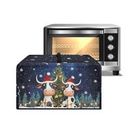 ZIATUBLES Christmas Tree Cow Print Microwave Oven Dust Cover Heat Resistant Countertop Microwave Protector Canvas Fabric Covers for Toaster Smart Oven Air Fryer, S