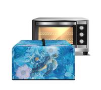 ZIATUBLES Dust Cover for Microwave Oven Portable Countertop Microwave Protector Blue Floral Sea Turtle Print Stain-Resistant Canvas Air Fryer Toaster Oven Covers, L
