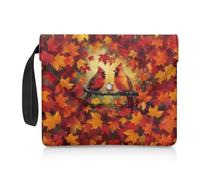 ZIATUBLES Fall Leaf Cardinal Bird Print Book Sleeve for Paperback Book Pouch 30x24 CM Large Capacity Carrying Case Button Closure Books Organizer Holder