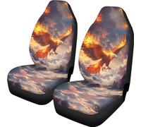ZIATUBLES Fire Eagle Print 2 Pcs Car Seat Covers for Front Vehicle Seat Protector Auto Interior Decorative Cover Automotive Accessories Universal Fit Sedan Van Truck