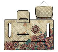 ZIATUBLES Golf Cart Accessories Portable Golf Cart Seat Cover Cushion Protector Foldable Carts Cushion Towel Blanket for EZGO Yamaha Carts, Bohemian Flower Dragonfly Print