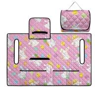 ZIATUBLES Golf Cart Accessories Seats Cover Foldable Design Portable Quilted Padding Towel Blanket for Most 2-Person Seats Club Cart, Pink Easter Egg Chicken Print