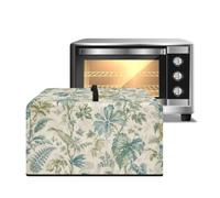 ZIATUBLES Green Leaf Print Microwave Oven Dust Cover with Handle Heat Resistant Protector Cover for Air Fryer Toaster Oven Canvas Fabric Dustproof Covers,S