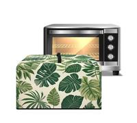ZIATUBLES Green Palm Leaf Print Microwave Oven Dust Cover Heat Resistant Countertop Microwave Protector Canvas Fabric Covers for Toaster Smart Oven Air Fryer, L