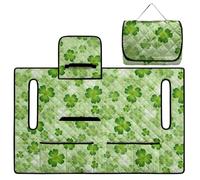ZIATUBLES Green Shamrock Music Note Print Golf Cart Accessories Folable Design Seat Cover for Easy Carry, 4 Pockets for Storage Seat Towel Blanket for 2-Person Seats Carts