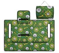 ZIATUBLES Green Yellow Golf Print Golf Cart Seat Cover Foldable Towel Blanket with Top Handle 4 Front Pockets for Storage fit Most EZGO Yamaha Club 2-Person Seat Carts