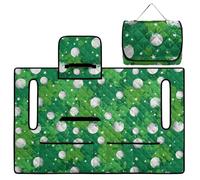 ZIATUBLES GreenStar Golf Print Golf Cart Seat Towel Blanket Cover Quilted Padding, 4 Storage Pockets, Compatible with Most 2 Seat Cart Seats Decor Protector