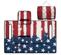 ZIATUBLES Grunge USA Flag Print Golf Cart Seat Cover Foldable Towel Blanket with Top Handle 4 Front Pockets for Storage fit Most EZGO Yamaha Club 2-Person Seat Carts
