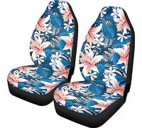 ZIATUBLES Hawaiian Hibiscus Flower leaves Car Seat Cover, Auto Seats Covers Front Seat Only, 2 Pcs Driver Seat Protector Auto Seat Covers Universal Fit Truck/SUV