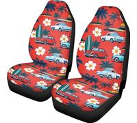 ZIATUBLES Hawaiian Palm Tree Flower Print 2 Pcs Vehicle Seat Covers Breathable Car Front Seat Cover Automotive Accessories for Women Men Auto Interior Decorative Protector