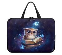 ZIATUBLES Laptop Sleeve Case with Handle Computer Cover Compatible with 10-17 Inch Tablet for Women Men 360° Protective Carrying Bag Starry Owl Butterfly Moon Print Briefcase, 17inch
