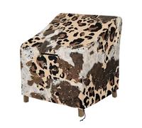 ZIATUBLES Leopard Brown Cow Print Patio Chair Cover for Lounge Deep Seat Chair Dustproof Rocking Chairs Protector Cover with Air Vent for Outdoor Lawn Furniture, 83x89x92 CM