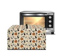 ZIATUBLES Microwave Oven Dust Cover Heat Resistant Countertop Microwave Protector Canvas Fabric Covers for Toaster Smart Oven Air Fryer Halloween Pumpkin Black Cat Bat Print, S