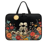 ZIATUBLES Retro Floral Human Skeleton Print Laptop Case with Handle Laptop Sleeve Traveling Computer Bag Compatible with 10-17 inch Notebook Carrying Bag Briefcase, 15inch