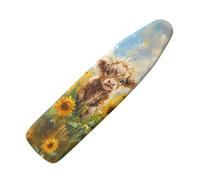 ZIATUBLES Sunflower Highland Cow Print Polyester Ironing Board Cover with Hook and Loop Fastener Straps Iron Padding Covers Home Accessories Heat Ressiatant for Laundry Clothing Shop, M