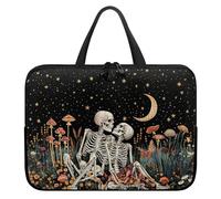 ZIATUBLES Vintage Mushroom Human Skeleton Moon Star Print Laptop Sleeve Case with Handle Computer Cover Compatible with 10-17 Inch Tablet for Women Men Carrying Bag Briefcase, 12inch