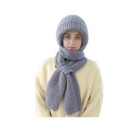 ZiaWorld 2 in 1 Womens Hat & Scarf Sets, Velvet Thick Winter Warm Knitted Beanie Cap, Christmas Gifts for Women, Ladies Scarves, Integrated Ear Protection Windproof Cap Scarf (Grey)