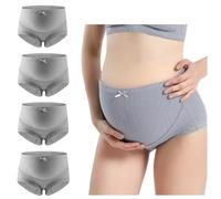 ZiaWorld 4 Pack Maternity Knickers for Women Adjustable Soft Cotton Over Bump Underwear Hipster Panties Comfortable Breathable Pregnancy Seamless Briefs (UK, Alpha, L, Regular, Regular, Grey)