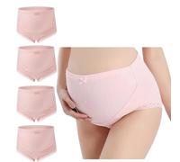 ZiaWorld 4 Pack Maternity Knickers for Women Adjustable Soft Cotton Over Bump Underwear Hipster Panties Comfortable Breathable Pregnancy Seamless Briefs (UK, Alpha, XL, Regular, Regular, Pink)