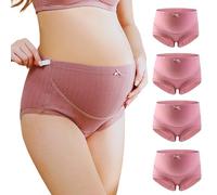 ZiaWorld 4 Pack Maternity Knickers for Women Adjustable Soft Cotton Over Bump Underwear Hipster Panties Comfortable Breathable Pregnancy Seamless Briefs (UK, Alpha, M, Regular, Regular, Dark Pink)
