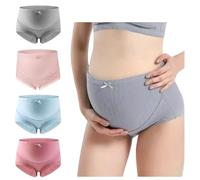 ZiaWorld 4 Pack Maternity Knickers for Women Adjustable Soft Cotton Over Bump Underwear Hipster Panties Comfortable Breathable Pregnancy Seamless Briefs (UK, Alpha, XL, Regular, Regular, Multicolor)