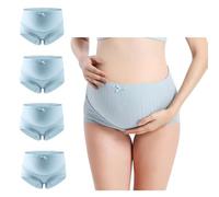 ZiaWorld 4 Pack Maternity Knickers for Women Adjustable Soft Cotton Over Bump Underwear Hipster Panties Comfortable Breathable Pregnancy Seamless Briefs (UK, Alpha, M, Regular, Regular, Blue)
