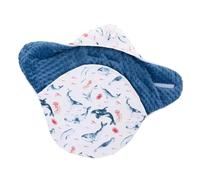 ZiaWorld Baby Blanket Car Seat Reversible Wrap Swaddle for Newborn Babies, Plush Soft Double-Sided Cotton, Universal Fit for Car Seat, Pram, Pushchair, Buggy (Blue Sea World)