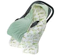 ZiaWorld Baby Car Seat Blanket 90x90cm Reversible Wrap Swaddle Blanket for Newborn Babies, Plush Soft Double-Sided Cotton, Universal Fit for Car Seat, Pushchair, Buggy, Pram (Green Leaf)